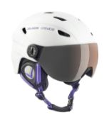 Black Crevice Adults Ski Helmet with Visor, Unisex, Skihelm, weiß/Violett, M RRP £100