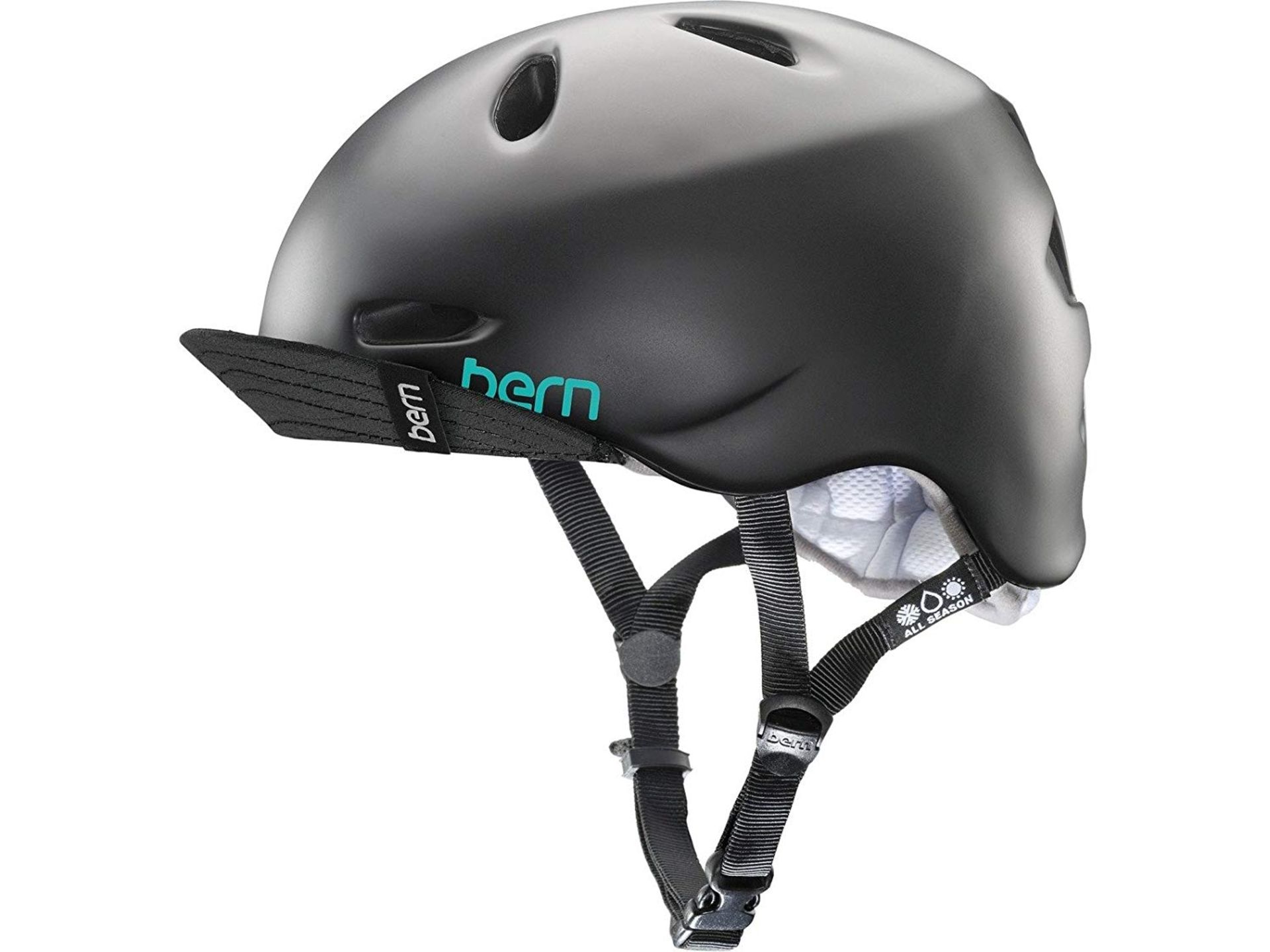 Bern Women's Berkeley Summer Helmet with Visor-Satin Black, X Small