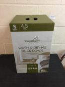 Brand New Snuggledown Wash and Dry Me Duck Down Duvet 4.5 Tog - Single