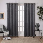 Brand New Exclusive Home Antique Shantung Twill Woven Top Curtain Black Pearl, 52x84, 2 Piece