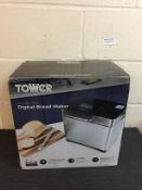 Tower T11002 Gluten Free Digital Bread Maker with automatic Fruit and Nut Dispenser RRP £74.99