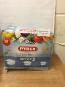 Pyrex Essentials - Set of 3 Glass Casseroles