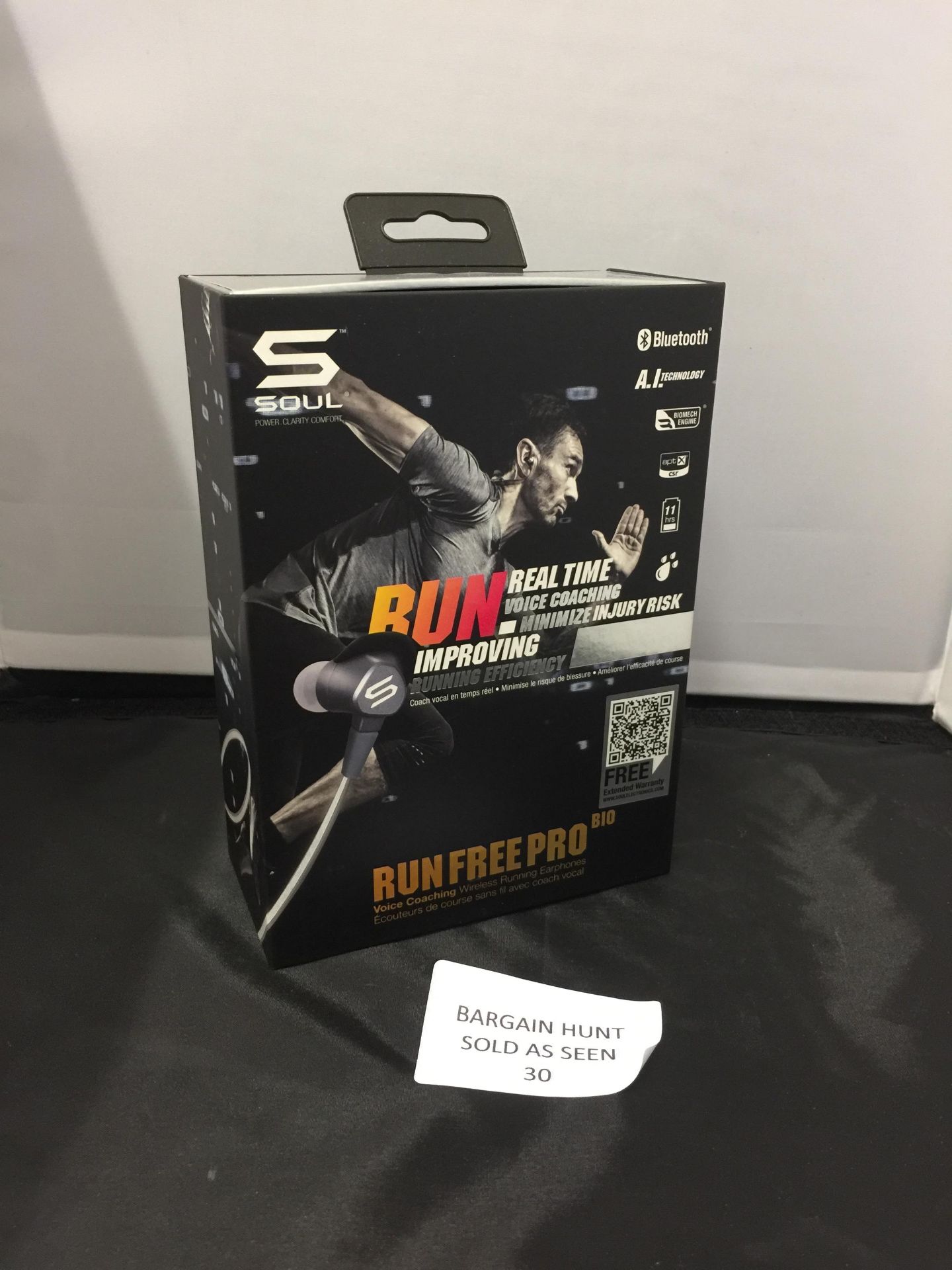 Brand New SOUL SR44GB"Run Free Pro Bio" Bluetooth Headphones Grey RRP £159.99