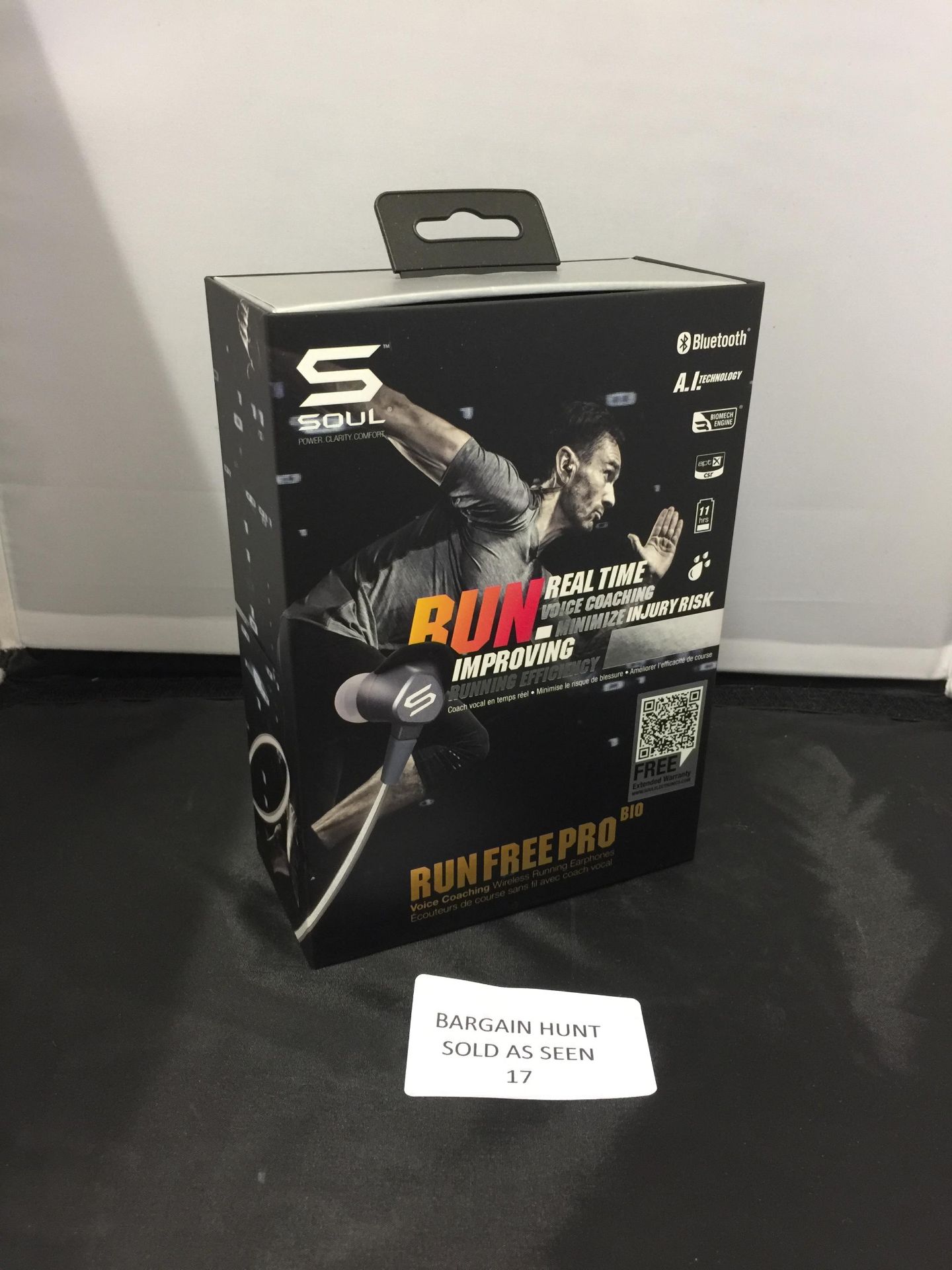 Brand New SOUL SR44GB"Run Free Pro Bio" Bluetooth Headphones Grey RRP £159.99