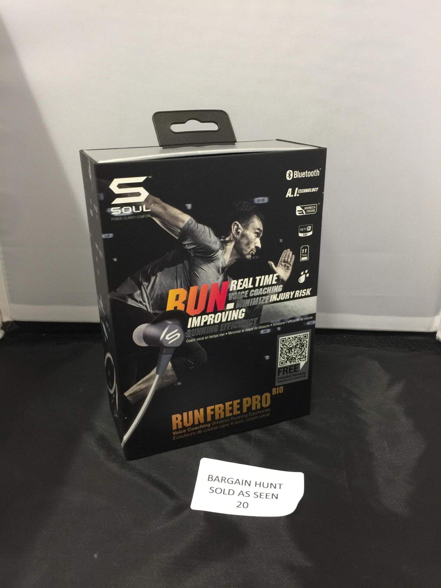 Brand New SOUL SR44GB"Run Free Pro Bio" Bluetooth Headphones Grey RRP £159.99