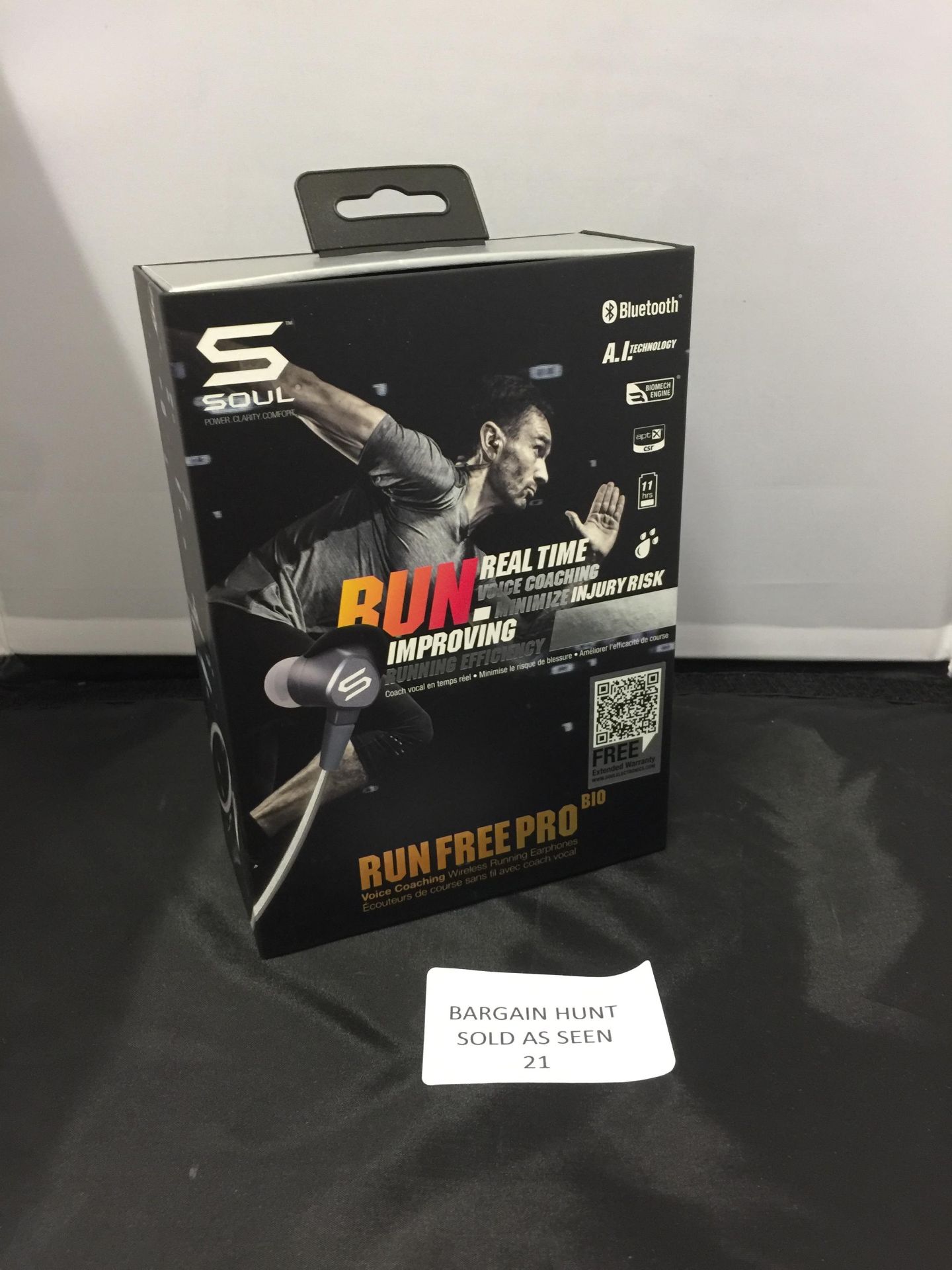 Brand New SOUL SR44GB"Run Free Pro Bio" Bluetooth Headphones Grey RRP £159.99