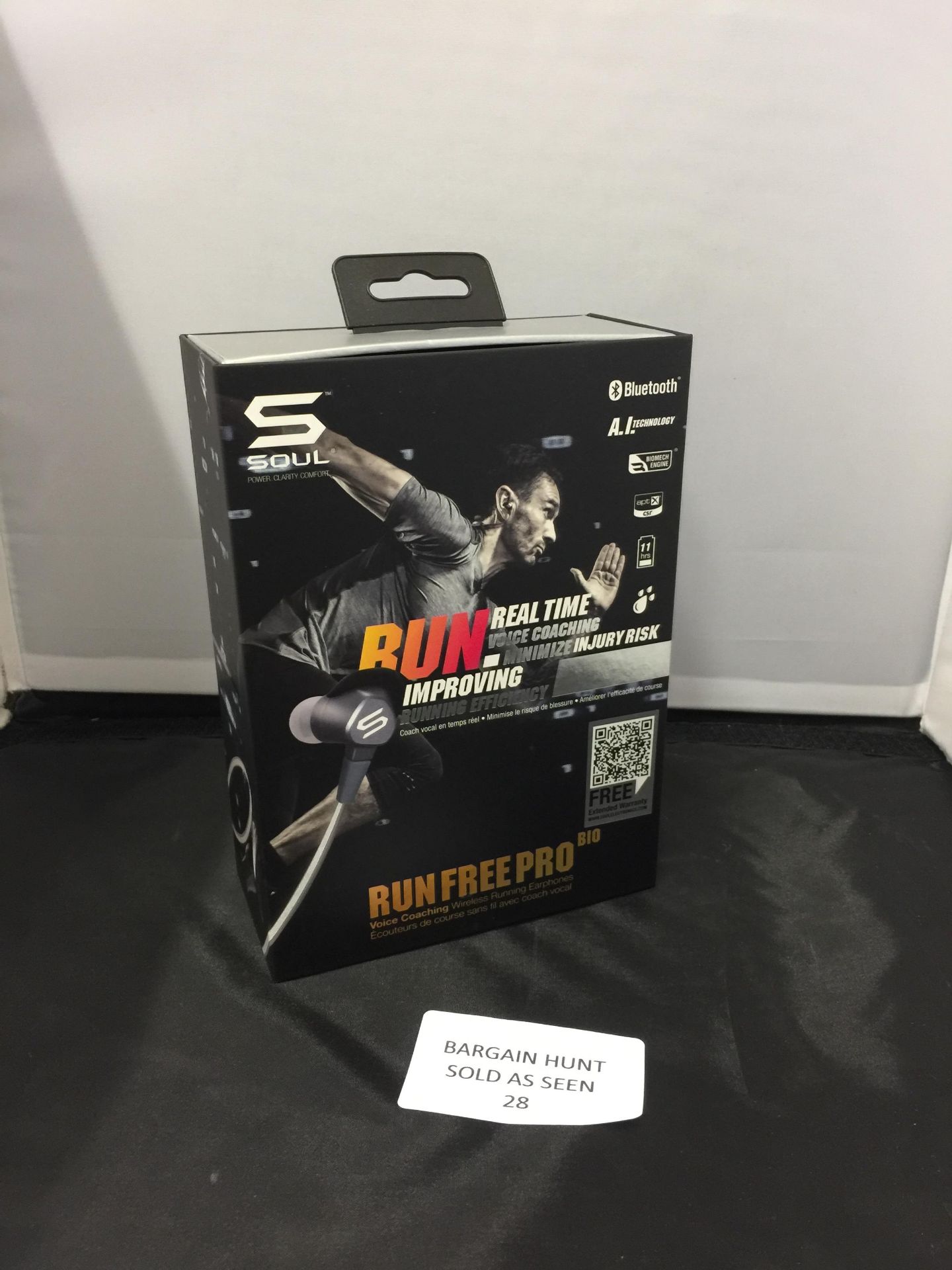 Brand New SOUL SR44GB"Run Free Pro Bio" Bluetooth Headphones Grey RRP £159.99