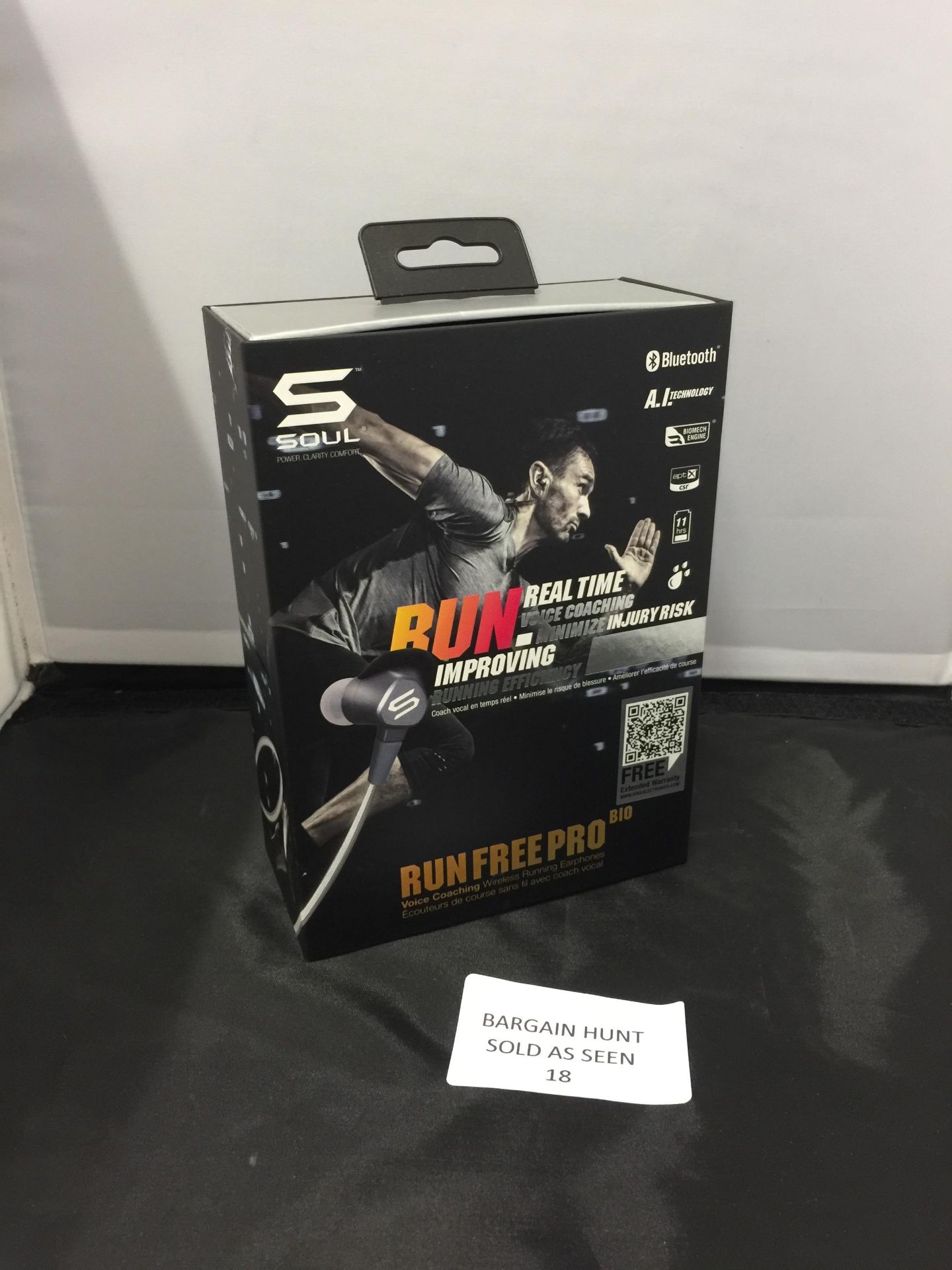 Brand New SOUL SR44GB"Run Free Pro Bio" Bluetooth Headphones Grey RRP £159.99