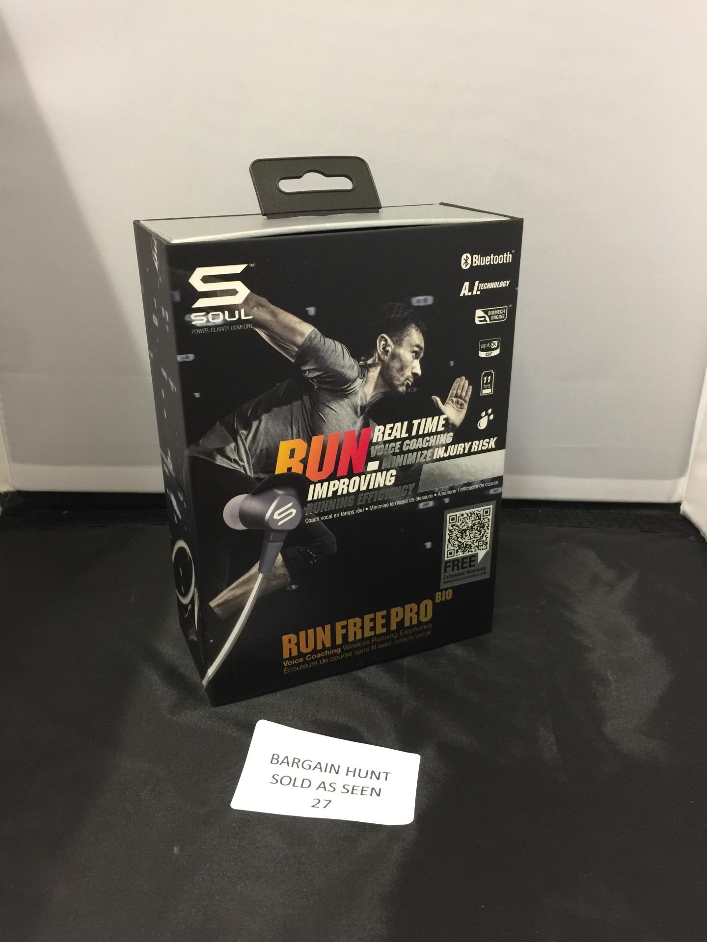 Brand New SOUL SR44GB"Run Free Pro Bio" Bluetooth Headphones Grey RRP £159.99