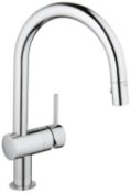 GROHE Minta Single-Lever Kitchen Tap with Pull-Out Shower Head, High Spout Sink Mixer RRP £178.99