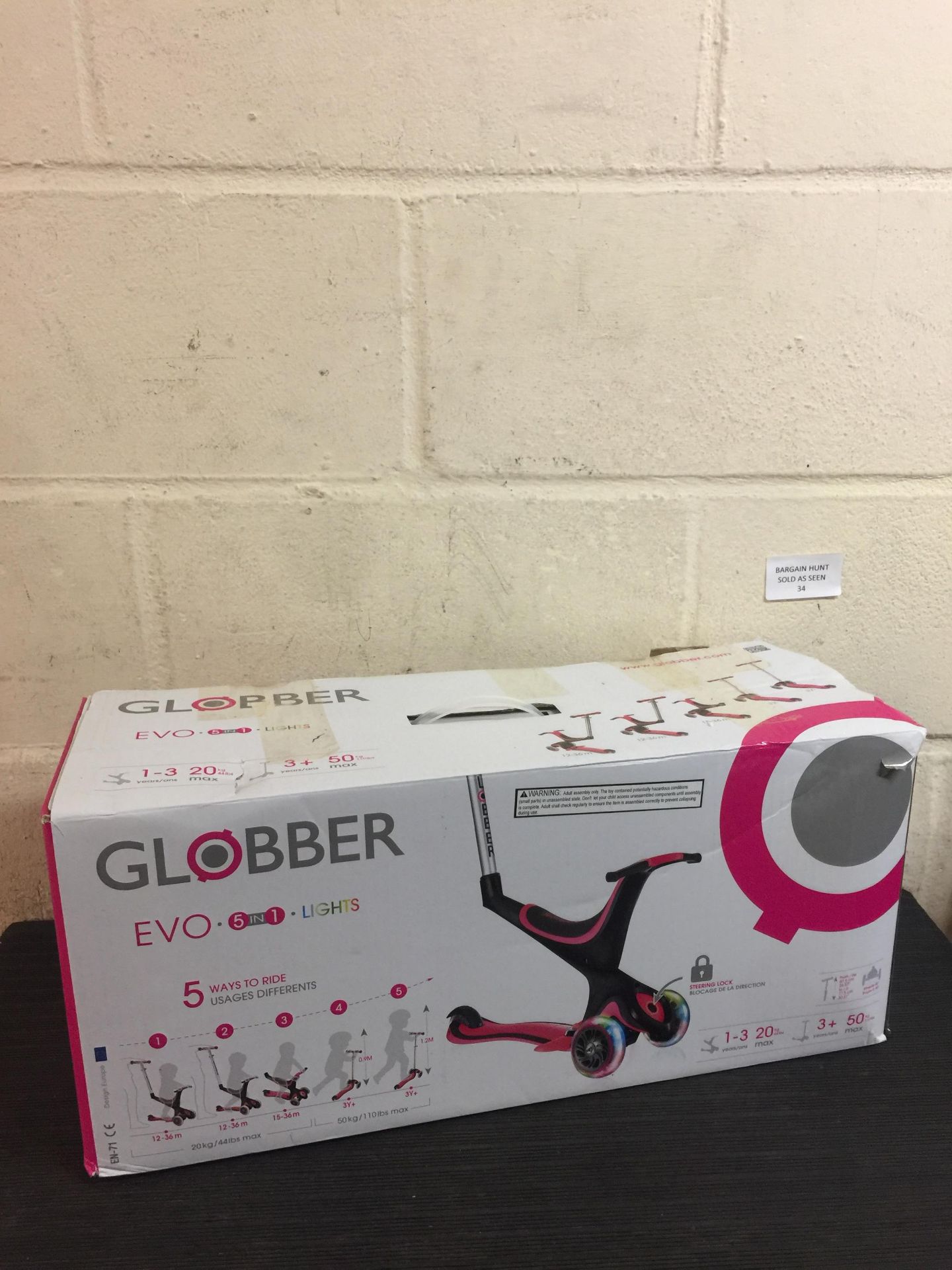 Globber Evo 5 In 1 Children's Scooter Ride On with Light Up Wheels RRP £86.99