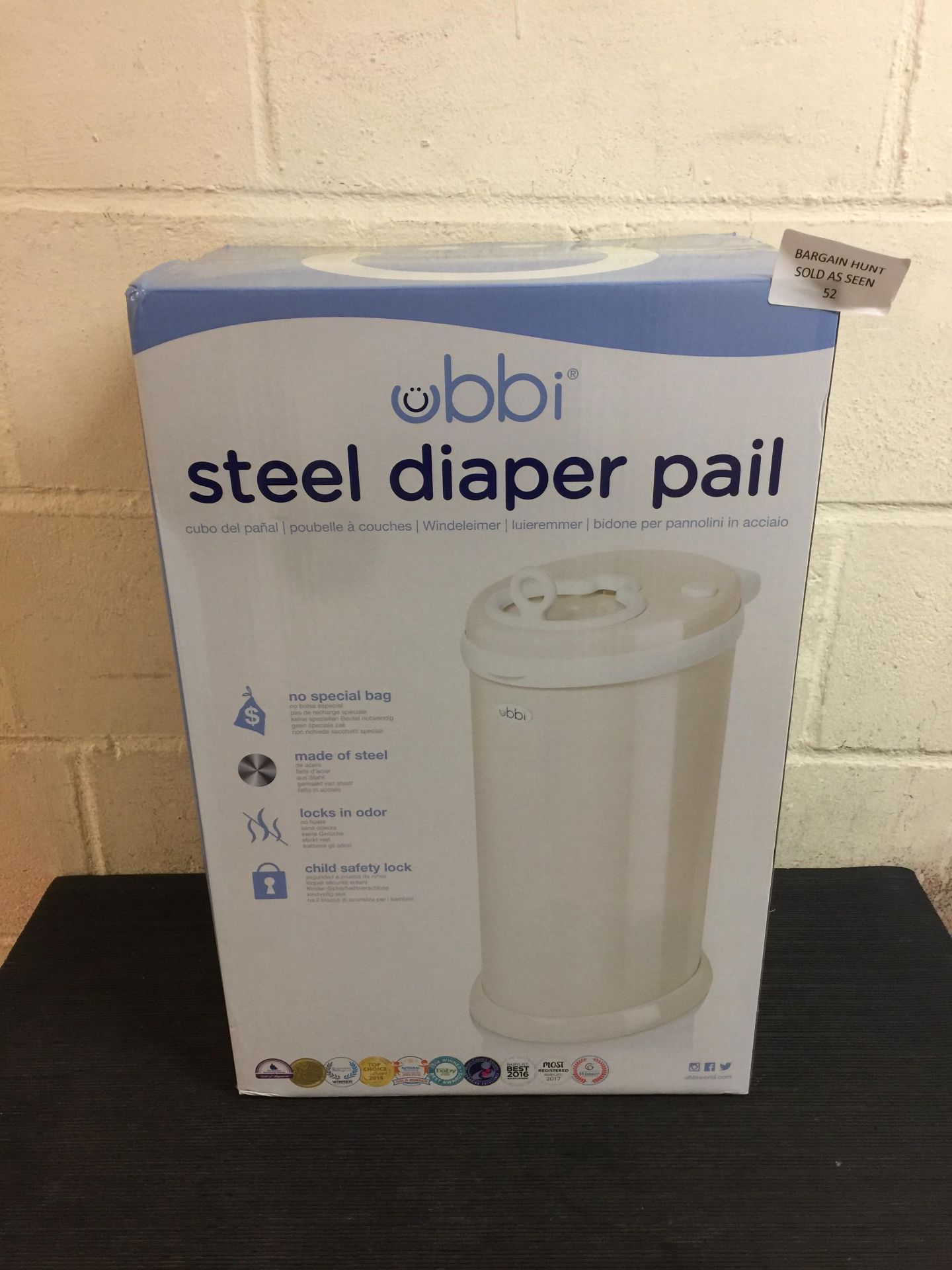 Ubbi Nappy Disposal Bin, Steel Odor Locking Nappy Pail, No Special Bag Required RRP £59.99