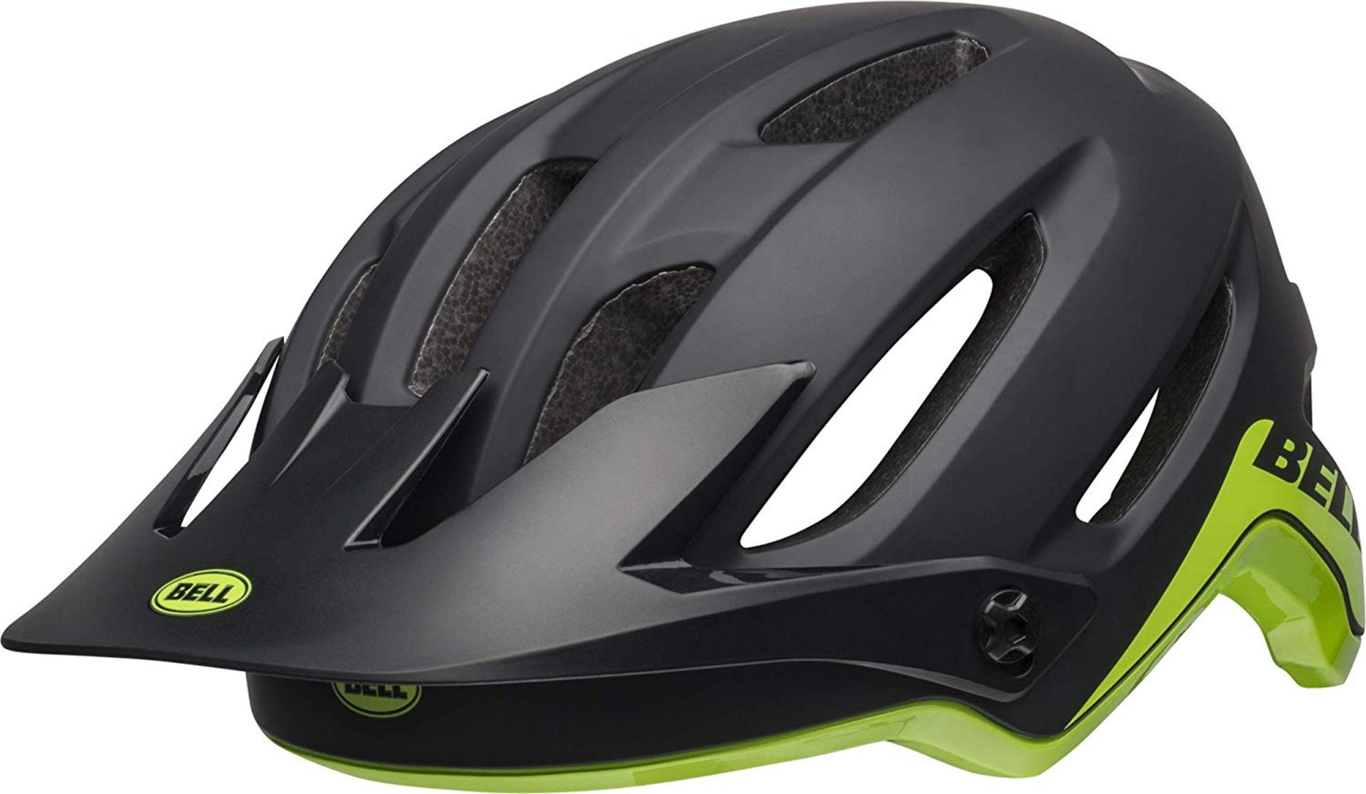 BELL Unisex's 4Forty MTB Helmet, Cliff-Hanger Matte/Gloss Black/Green, Small/52-56 cm