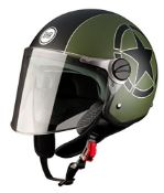 BHR 93833 Demi-Jet Open Face Helmet, Star Matt Green, Medium
