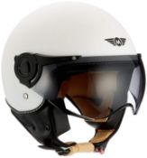MOTO H44 Matt White · Pilot Scooter-Helmet Cruiser Bobber Vintage Moto-Helmet, S