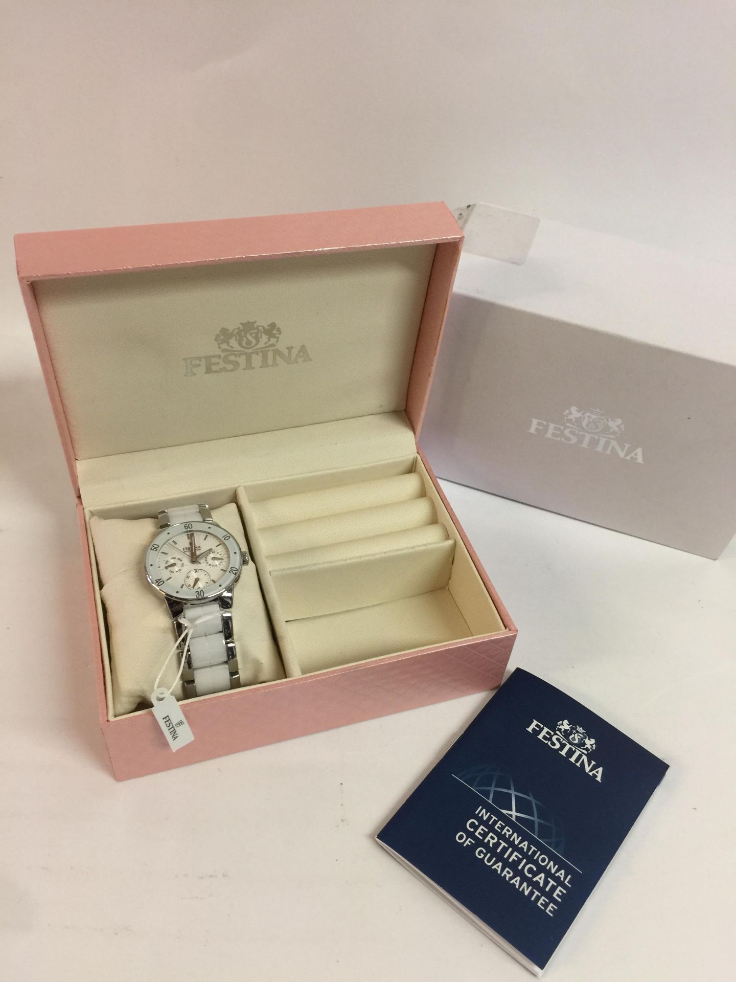 Festina Ladies Multi-Function Watch F16530/1 With White Ceramic Inlay RRP £124.99