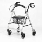 Days 252 Essentials Lightweight Aluminium Rollator with Padded Seat and Underseat Basket