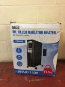 ANSIO 2300W Oil Filled Radiator Heater with 11 Fins and Remote (missing wheels, see image)