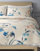 Pure Cotton Sateen Japanese Floral Print & Embroidered Bedding Set, King Size