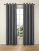 Banbury Weave Eyelet Curtains, Dark Grey