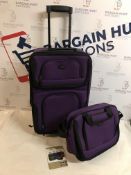 US Traveler Rio Two Piece Expandable Carry On Luggage Set, Purple