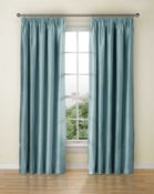 Blackout Lined Textured Faux Silk Pencil Pleat Curtains, Duck Egg RRP £89