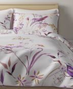 Pure Cotton Sateen Japanese Floral Print & Emroidered Bedding Set, King Size
