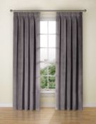 Lined Velvet Pecil Pleat Curtains, Charcoal RRP £99