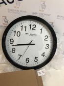 Large Stylish Black & White Bold Classic Quartz Wall Clock Non Ticking Silent Sweeping Seconds