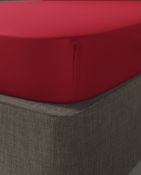 Pure Brushed Cotton Fitted Sheet Red, Double