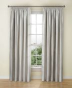 Textured Faux Silk Blackout Pencil Pleat Curtains, Silver