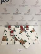 Set of 4 Cotton Festive House Print Tea Towels