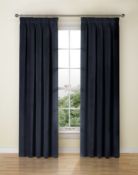 velvet Pencil Pleat Curtains, Navy