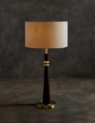 Carson Table Lamp - Dark Brown Table Lamp with Satin Brass and White Drum Shade