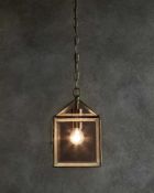 Glass House Antique Brass Lantern Ceiling Pendant