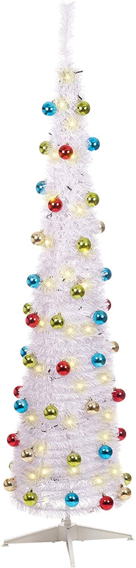 The Christmas Workshop 88220 6 Foot 6ft Decorated Slim Line Pop Up Christmas Tree-White - Image 2 of 2