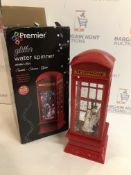 Premier Water Spinner Snowman Family Telephone Box (figure broken, see image)