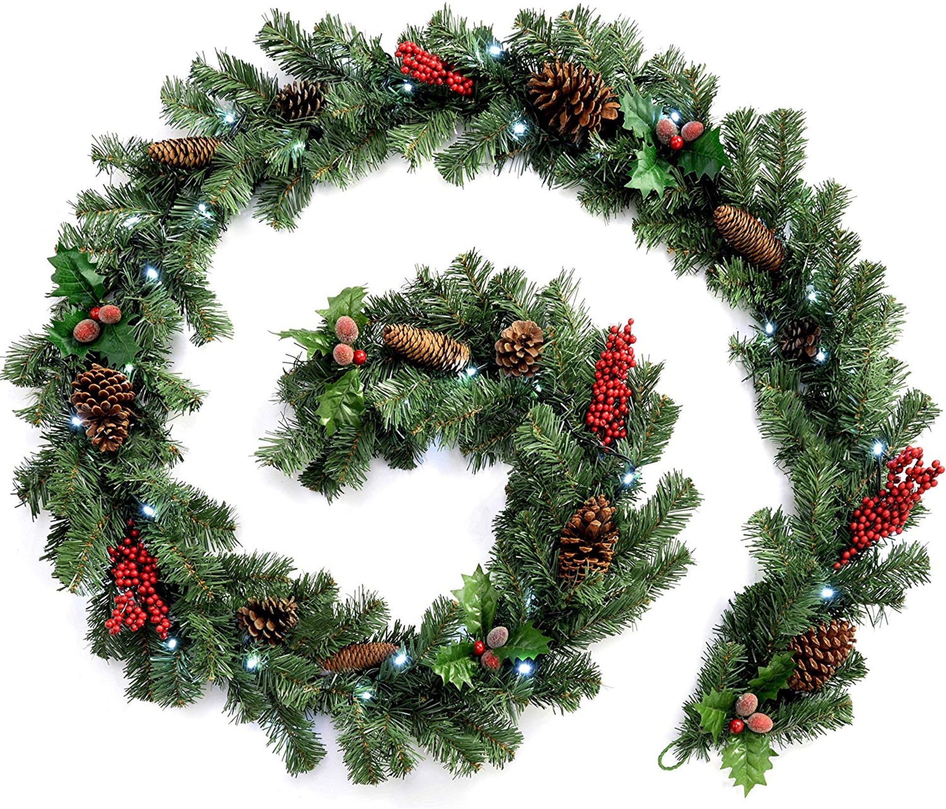 WeRChristmas 9ft Natural Pine Cone & Berry Decorated Garland Christmas Decoration
