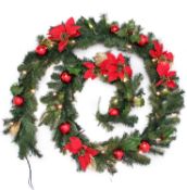 WeRChristmas 9ft Red & Gold Decorated Garland Christmas Decoration