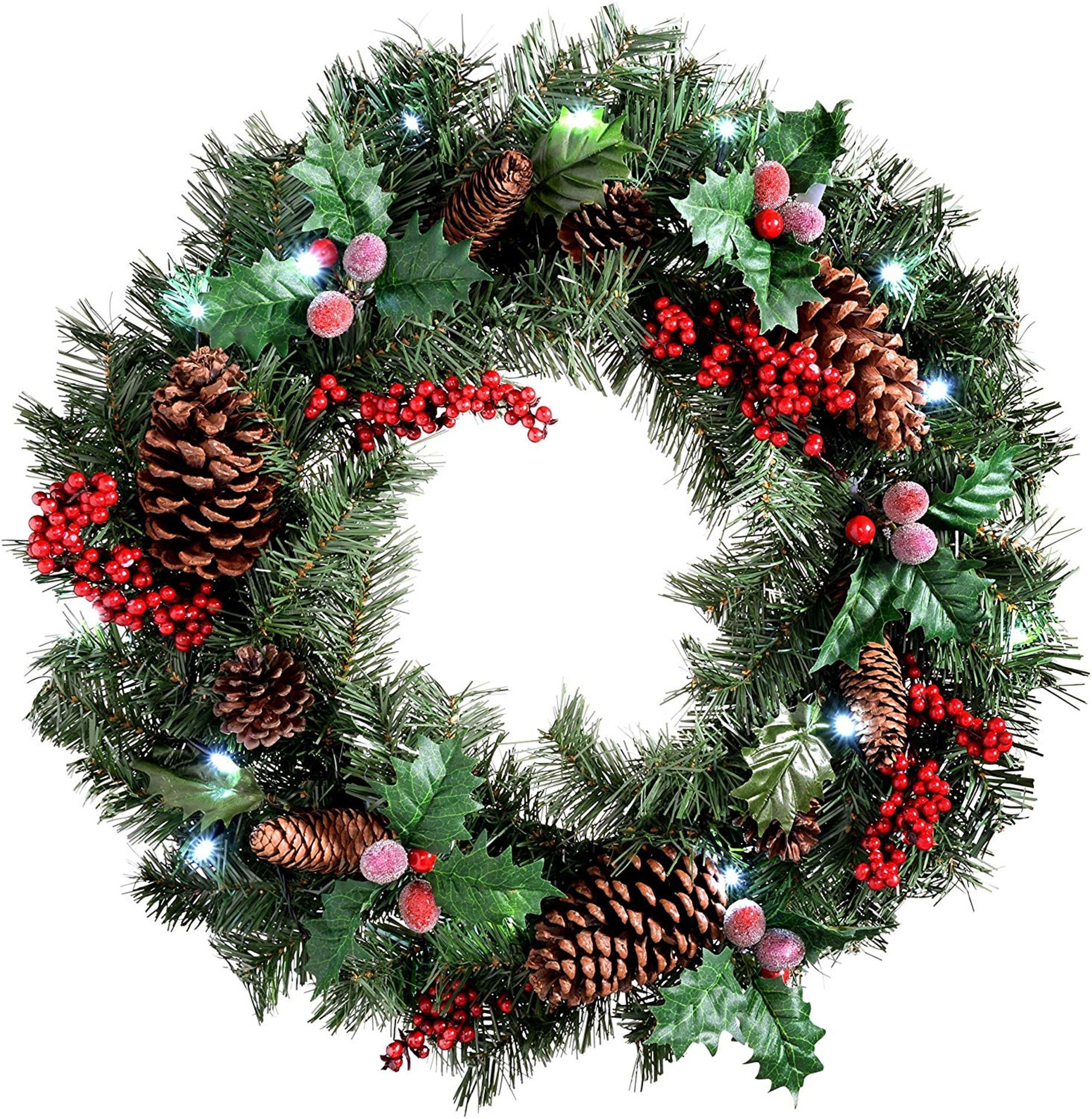 WeRChristmas Natural Pine Cone & Berry Decorated Wreath Christmas Decoration