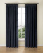 Velvet Pencil Pleat Curtains, Navy