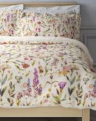 Beautifully Soft & Smooth Pure Cotton Sateen Watercolour Floral Print Bedding Set, Double