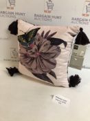 Amelie Embroidered Floral Cushion Mulberry