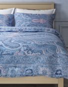 Pure Cotton Sateen Paisley Summer Print Bedding Set, Double