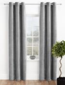 Lined Luxurious Chenille Eyelet Curtains Silver