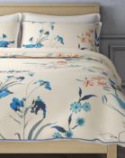 Pure Cotton Sateen Japanese Floral Print & Embroidered Bedding Set, Double