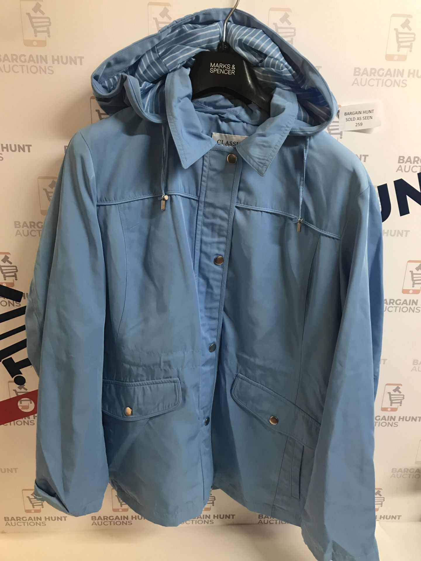 Women's Hooded Jacket Sky Blue, Size 24 UK