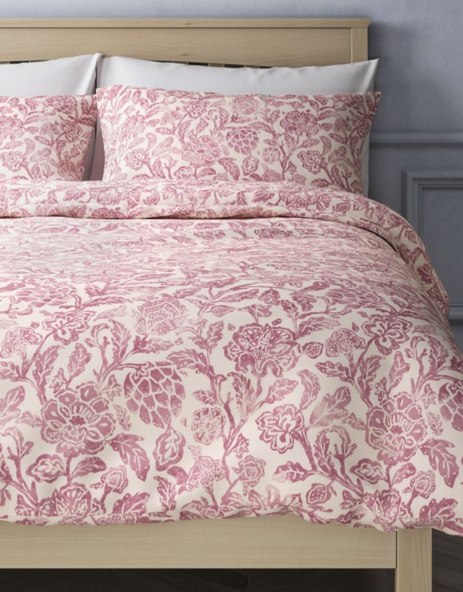 Polycotton Floral Print Bedding Set Antique Rose, Double