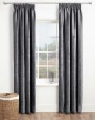 Lined Luxurious Chenille Pencil Pleat Curtains Charcoal