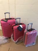 Wittchen Groove Line Luggage Set Pink (handle broken on large suitcase, see image)